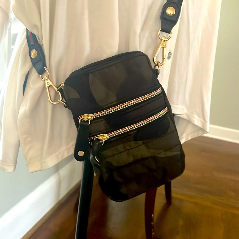 Sondra Roberts squared camo purse